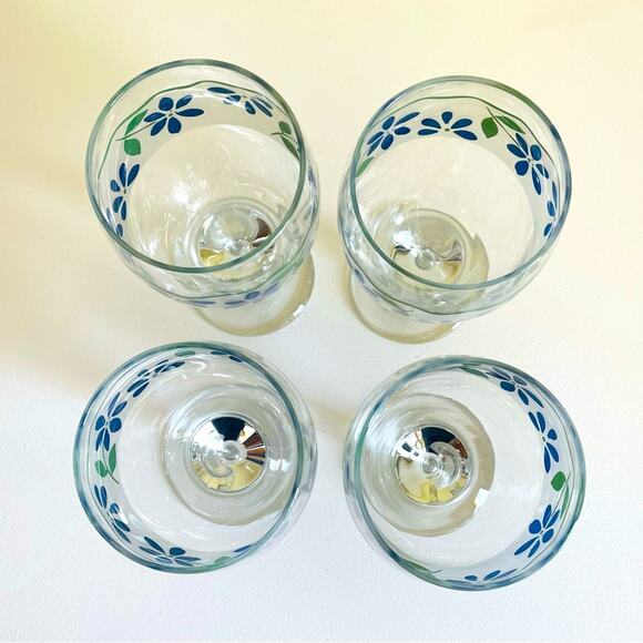4 Vtg Pfaltzgraff Springwood Glasses Iced Tea Water Goblets Wine Glass Stemmed - Picture 5 of 5